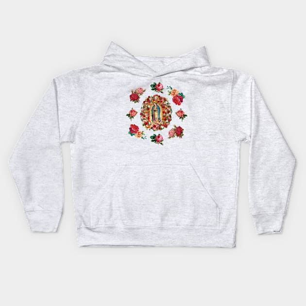 Our Lady of Guadalue Rose Potpouri Kids Hoodie by hispanicworld